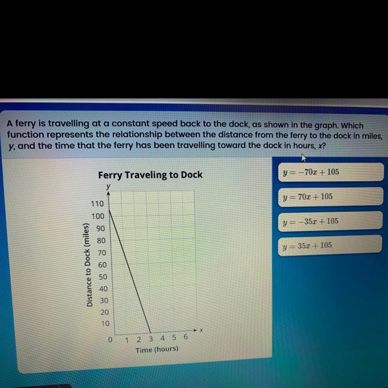 Help? A ferry is travelling at a constant speed back to the dock, as shown in the-example-1