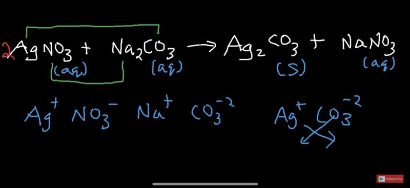 Write the balanced COMPLETE ionic equation for the reaction when Na₂CO₃ and AgNO₃ are-example-1