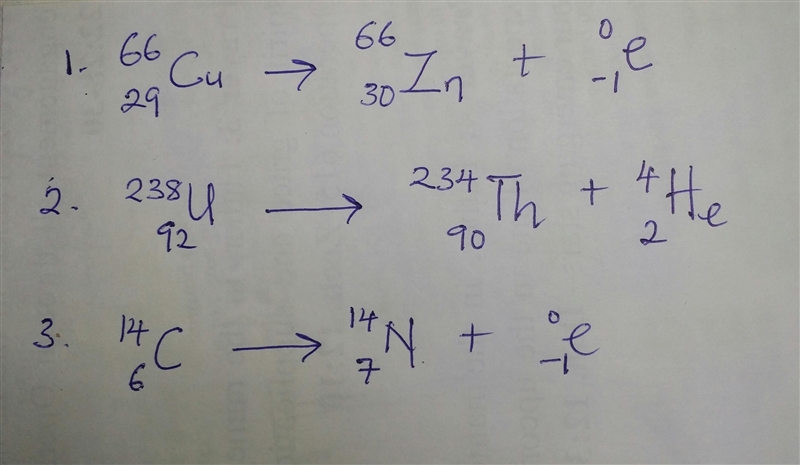 Each of the following reactions is incomplete. Match each of the following particles-example-1