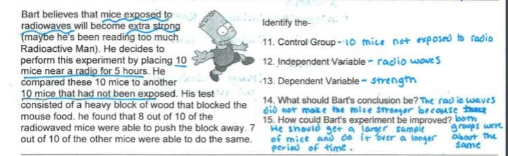 Bart believes that mice exposed to radio waves will become extra strong (maybe he-example-1