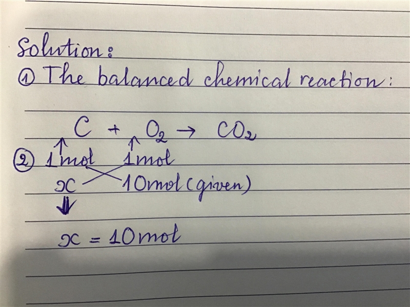 How many moles of CO2(g) are produced when 10. moles of O2(g) react by the reaction-example-1