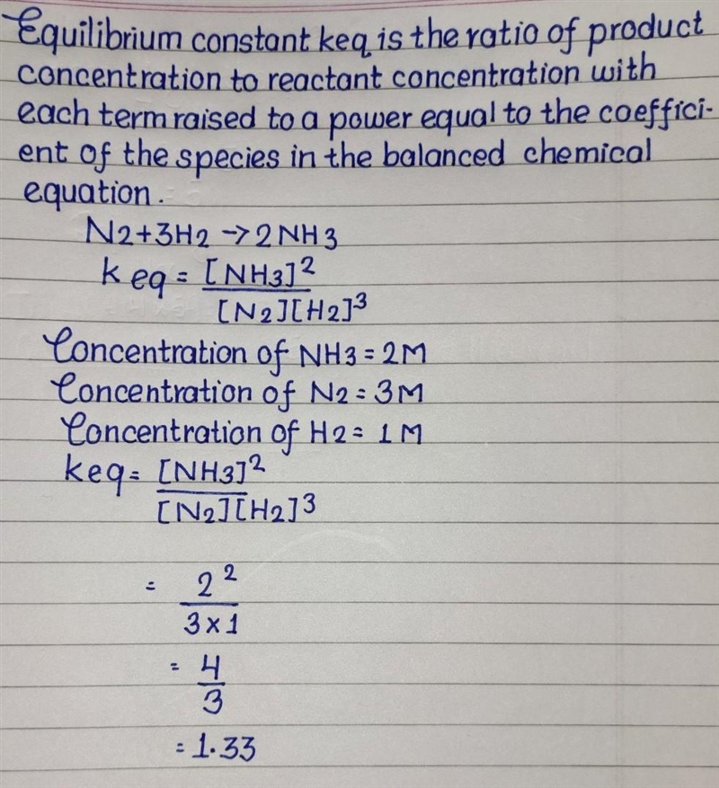 What is keq for the reaction N2 + 3h2-example-1