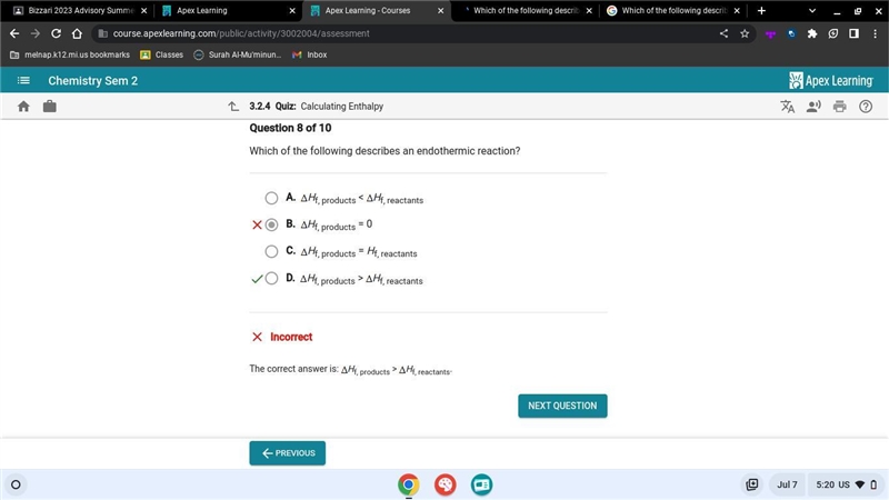 Which of the following describes an endothermic reaction?-example-1