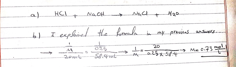 A 20.0 mL sample of hydrochloric acid was neutralized with 58.4 mL of 0.250 M NaOH-example-1