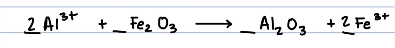 What is the balance equation of Aluminum metal and iron (III) oxide react to form-example-1