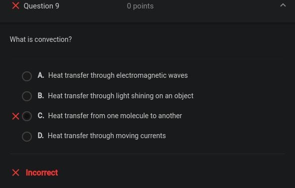 Which of these describes convection? a. heat transfer from one molecule to another-example-1