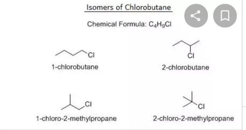 Butane reacts with chlorine to form 2 isomers. Name these 2 isomers. ​-example-1