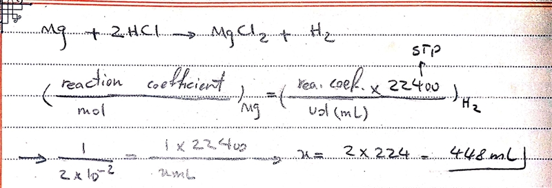 Magnesium reacts with hydrochloric acid (HCl) as follows. How many milliliters of-example-1