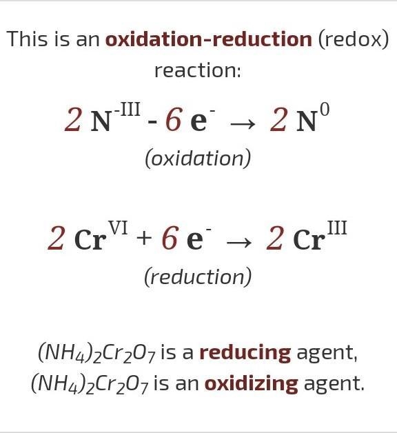 For the reaction: Cr2O7^2- + NH4^+ → Cr2O3 + N2, which is the oxidizing agent?-example-1