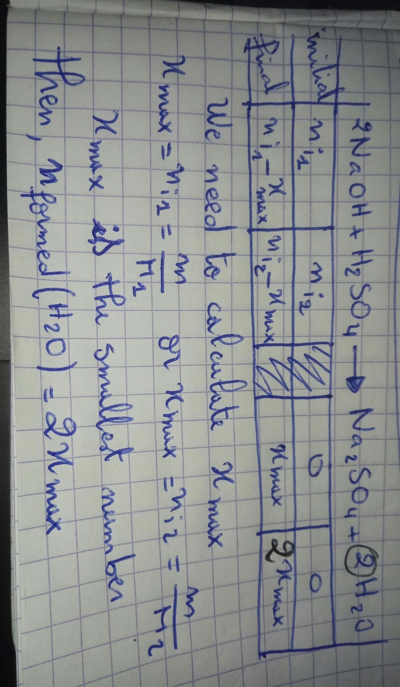 2NaOH + H2SO4 > Na2SO4 + 2H2O If you begin with 100 g of each reactant, how many-example-1