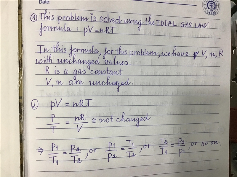 The pressure of a gas is 1.35 atm at temperature of 21oC. If the volume and amount-example-1