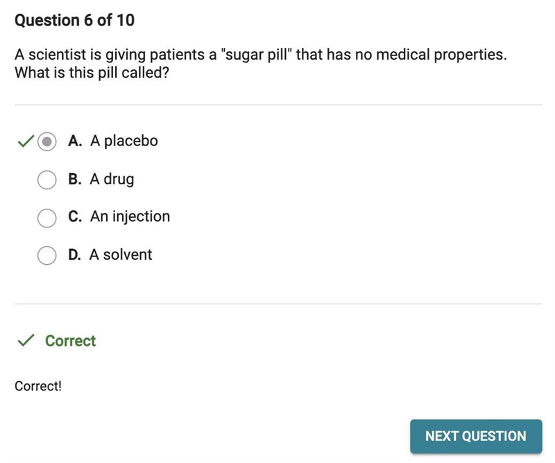 A scientist is giving patients a "sugar pill" that has no medical properties-example-1