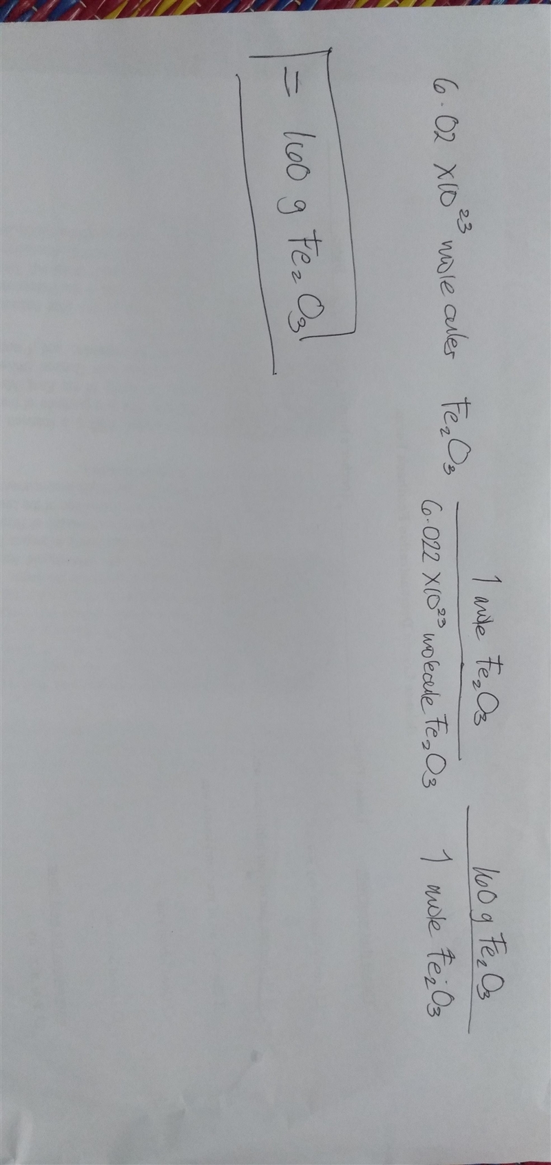 What is the mass of 6.02 × 1023 molecules of Fe2O3?-example-1