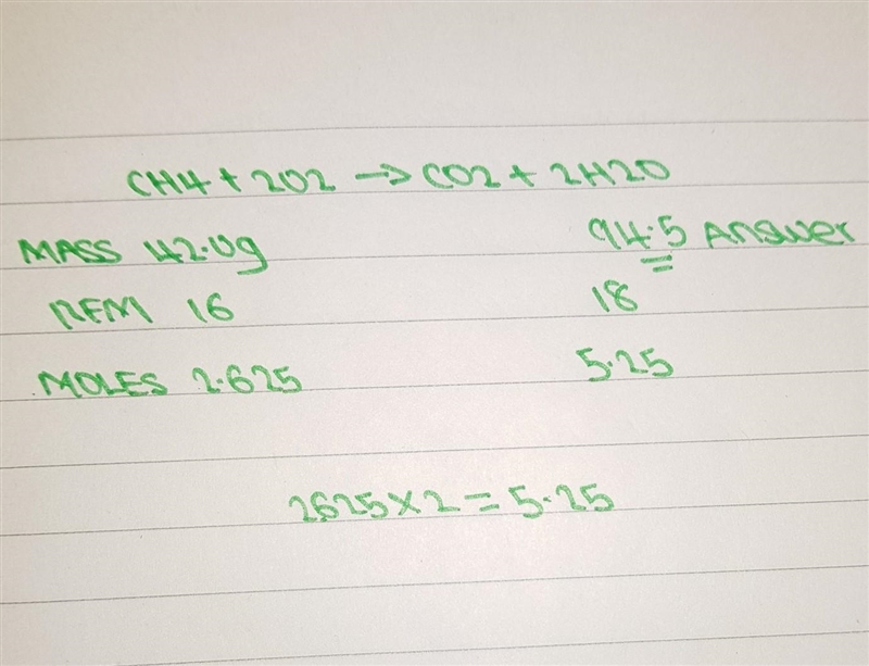 For the reaction CH4 +202 – CO2 + 2H20, how many grams of water are produced from-example-1