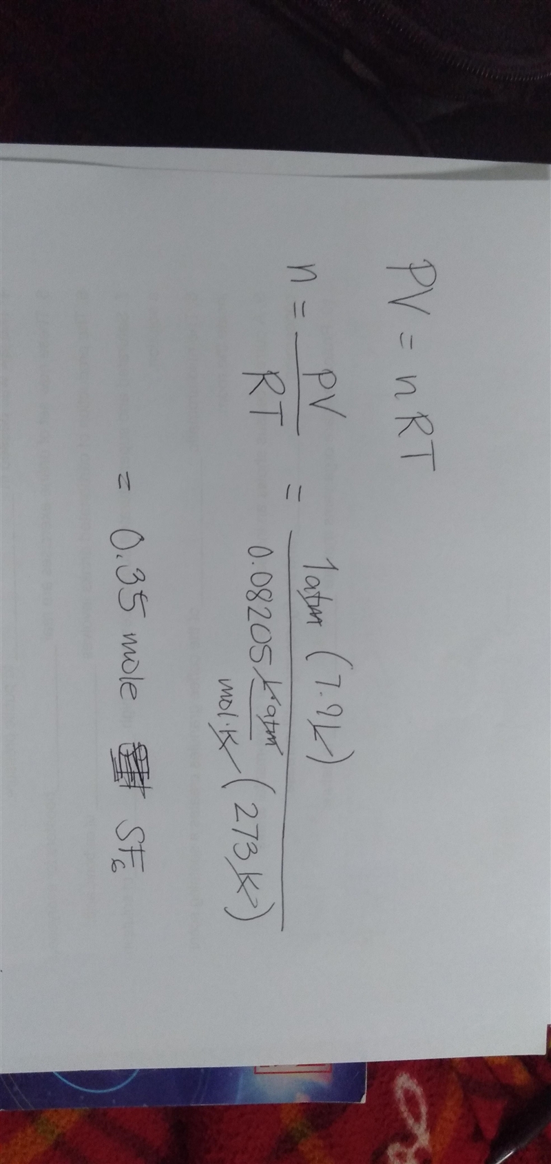 At STP, how many moles of sulfur hexafluorine gas are contained in 7.9 L?-example-1