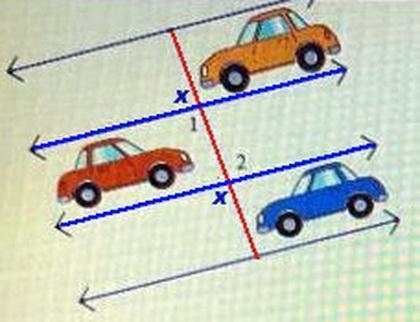 Image by e2020 In the diagram, the lines dividing the parking spaces are parallel-example-1