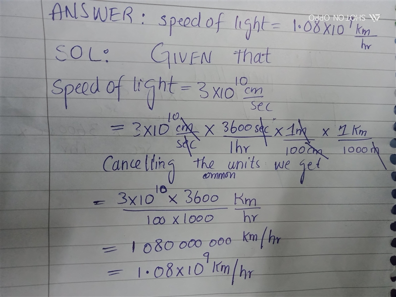 Light travels at a speed of 3.0×10^10cm/s what is the speed of light in km/h-example-1