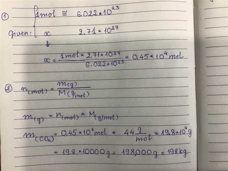 A sample of carbon dioxide contains (2.71x10^27) molecules. How many grams is this-example-1