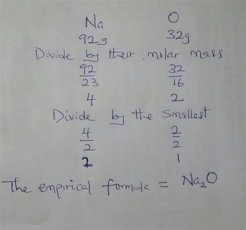 An analysis of an ionic compound is found to contain 92 grams of sodium (Na) and 32 grams-example-1