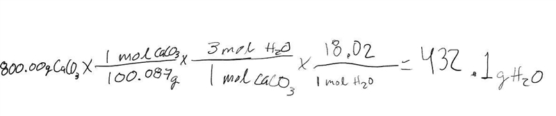 How many grams of the reactant water is needed to make 800.00g of calcium carbonate-example-1