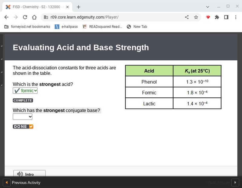 The acid-dissociation constants for three acids are shown in the table. Which is the-example-1