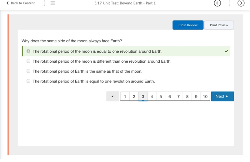 Science Question: Why does the same side of the moon always face Earth? The rotational-example-1