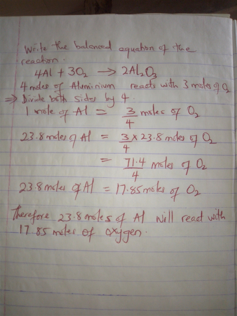 How many moles of oxygen are needed to react with 23.8 moles of aluminum?-example-1