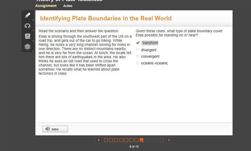 Read the scenario and then answer the question. Elias is driving through the southwest-example-1