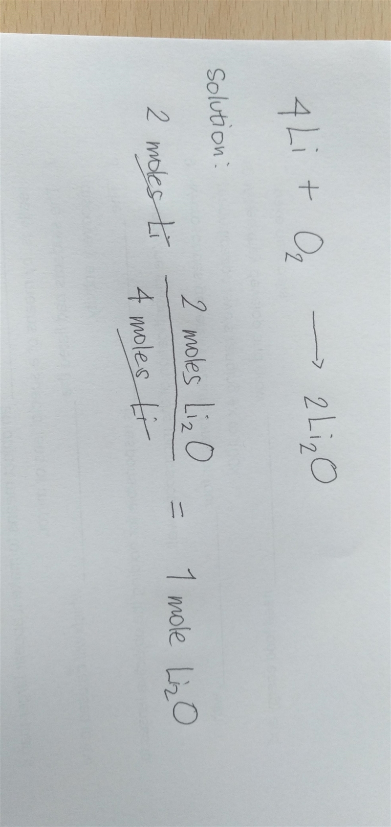 How many moles of Lithium oxide will form if 2.0 moles of Lithium reacts? Li + O2 → Li-example-1