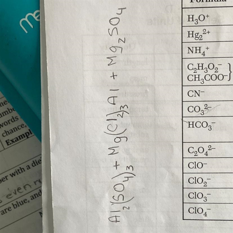 4. Aluminum Sulfate + Magnesium Chloride à Aluminum chloride + Magnesium Sulfate-example-1