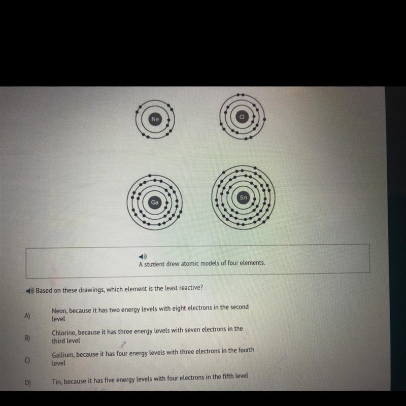 URGENT!!!! A student drew atomic models of four elements. Look at the Image! Based-example-1