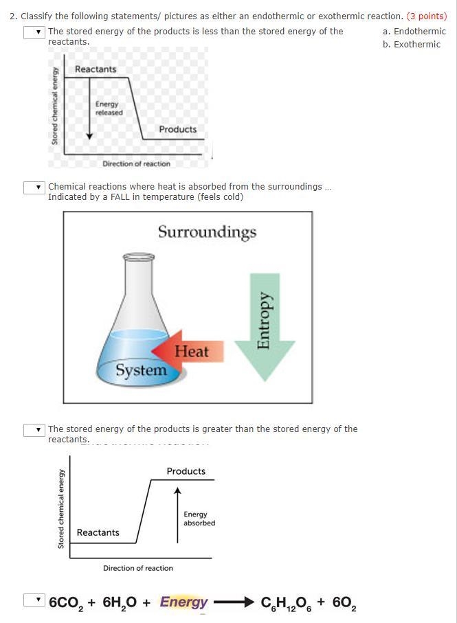 Classify the following statements/ pictures as either an endothermic or exothermic-example-1