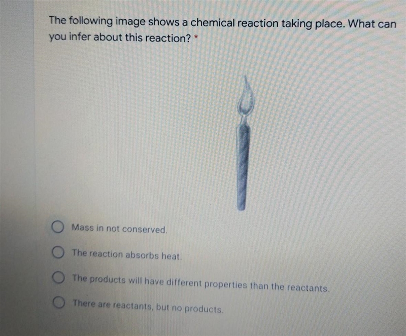 The following image shows a chemical reaction taking place. what can you infer about-example-1