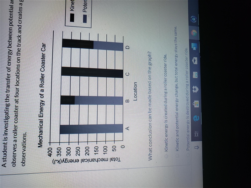 A student is investigating the transfer of energy between potential and kinetic. The-example-1