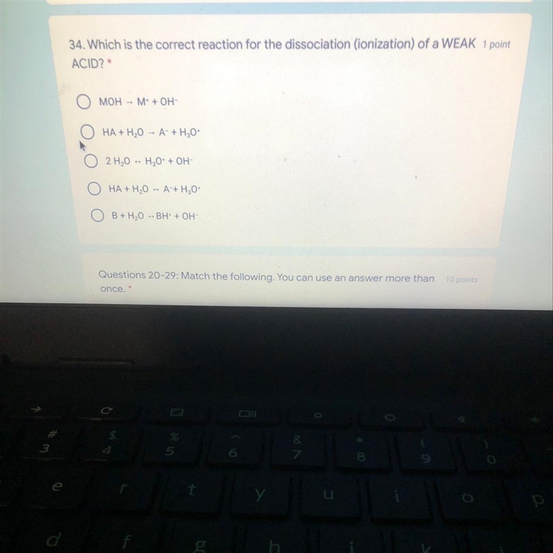 What is the correct reaction for the dissociation (ionization) for a weak acid?-example-1