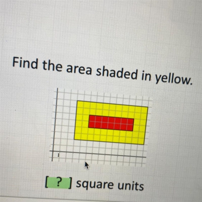 Find the area shaded in yellow. [ ? ] square units-example-1