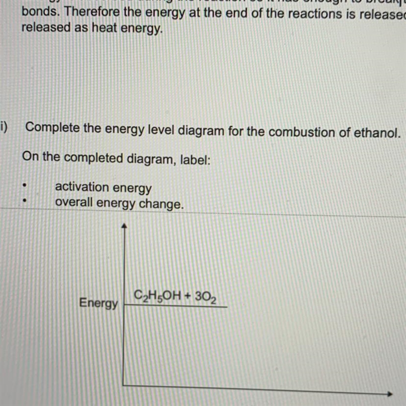 I’m trying to do a graph on the combustion of ethanol, labelling the activation change-example-1