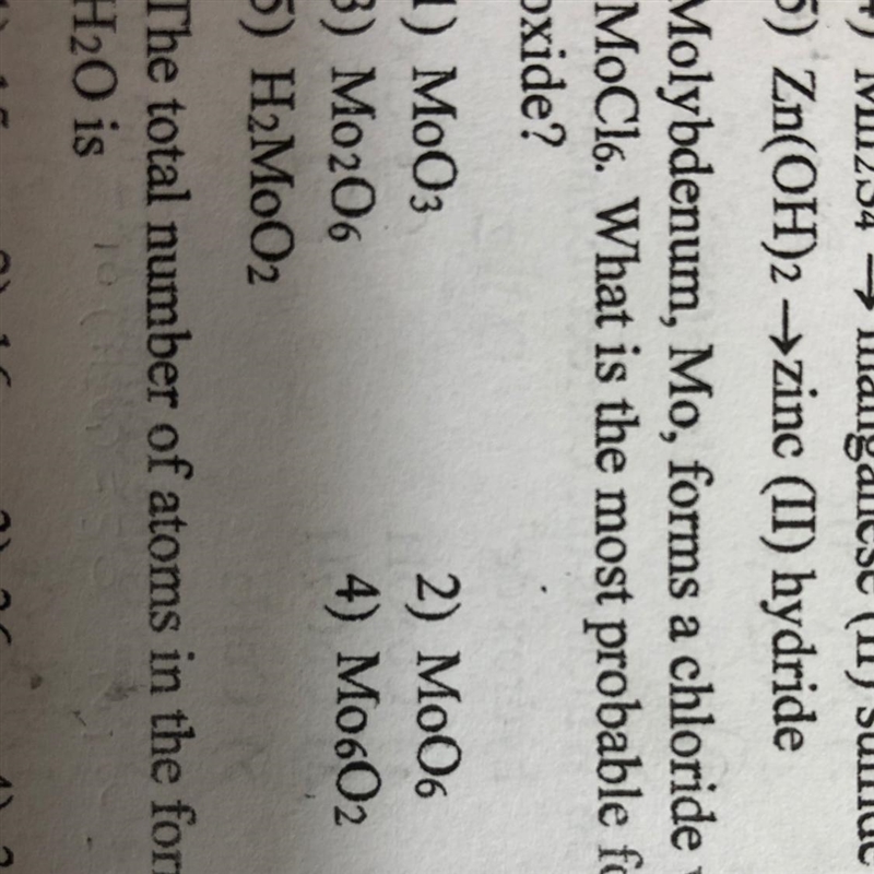 molybdenum, MO, forms a chloride with the formula MoCl6. what is the most probable-example-1