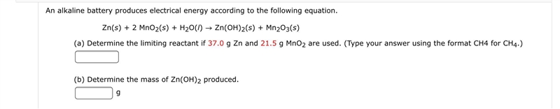 An alkaline battery produces electrical energy according to the following equation-example-1