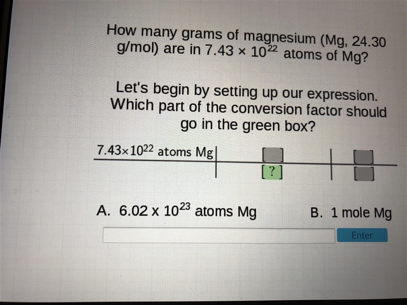 How many grams of magnesium(Mg, 24.30 g/mol) are in 7.43×10^22 atoms Mg?-example-1