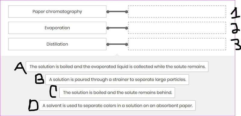 Help! Drag and drop the answer into the box to match each method of how to separate-example-1