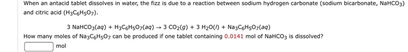 When an antacid tablet dissolves in water, the fizz is due to a reaction between sodium-example-1