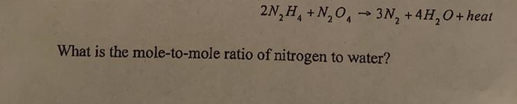 What is the mole-to-mole ratio of nitrogen to water?-example-1