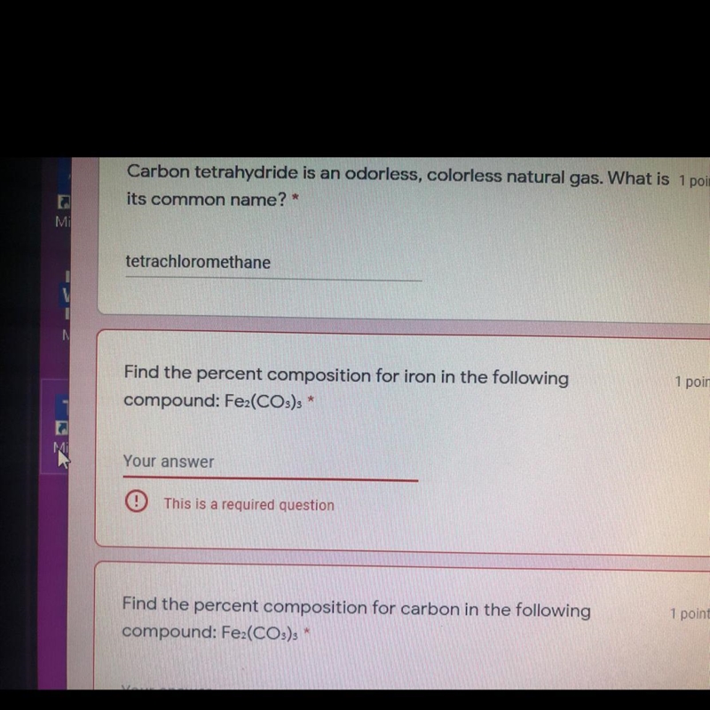 Find the percentage composition for iron in the following compound Fe2(CO3)3-example-1