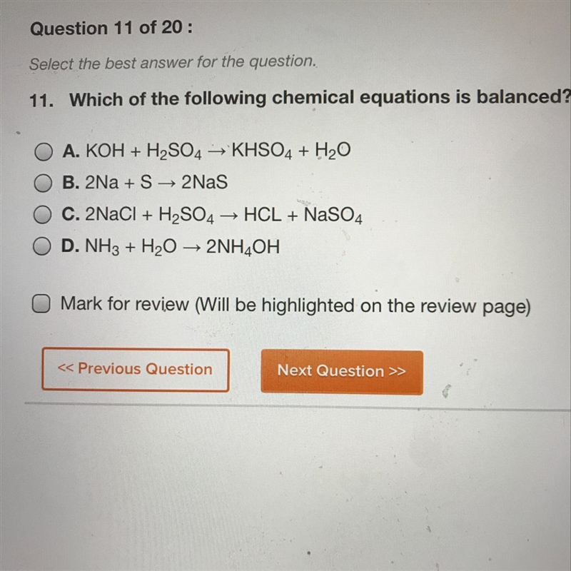 Which of the following chemical equations is balanced?-example-1