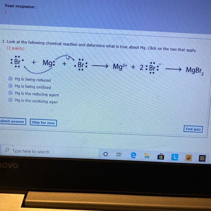 Look at the following chemical reaction and determine what is true about Mg. Click-example-1