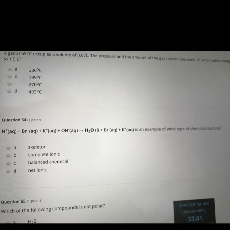 Please help w #64 what type of chemical reaction is it?-example-1