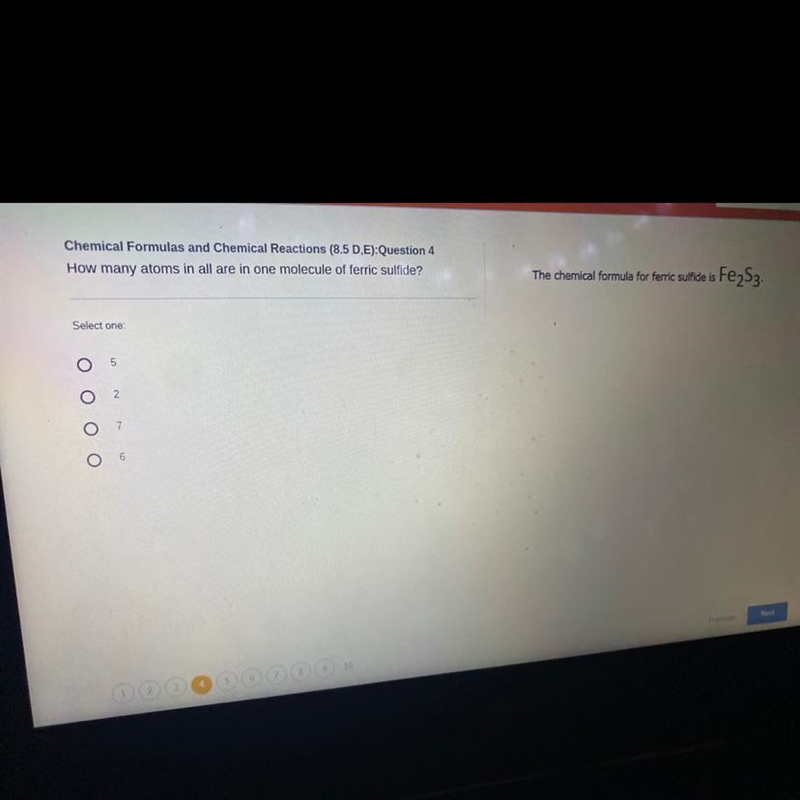 How many atoms are all in one molecule of ferric sulfide-example-1