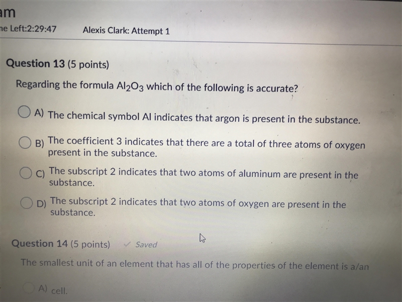 Regarding the formula AI2O3 which of the following is accurate-example-1