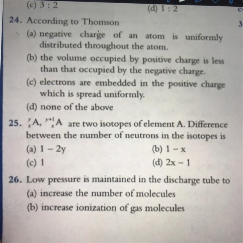 Question 25:- A, YA are two isotopes of element A. Difference between the number of-example-1